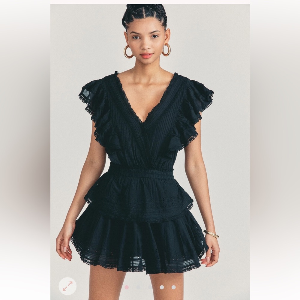 LoveShackFancy Gwen dress in black XS (NWT)